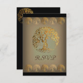 Mehndi Tree of Life (Gold) RSVP Karte (Vorne/Hinten)