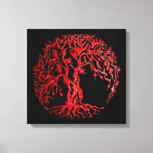 Mehndi Tree of Life (Henna) (rot) Leinwanddruck