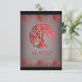 Mehndi Tree of Life (Henna) RSVP Karte (Stehend Vorderseite)