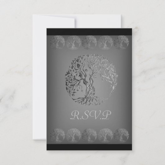 Mehndi Tree of Life (Henna) (Silber) RSVP Karte (Vorderseite)