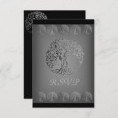 Mehndi Tree of Life (Henna) (Silber) RSVP Karte (Vorne/Hinten)