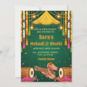 Mehndi- und Dholki-Nacht-Einladungsvorlage Einladung