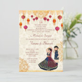 Mehndi und Sangeet Einladung niedliches indisches (Stehend Vorderseite)