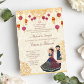 Mehndi und Sangeet Einladung niedliches indisches