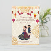 Mehndi und Sangeet Einladung niedliches indisches (Stehend Vorderseite)