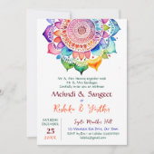 Mehndi und Sangeet farbenfrohe Mandala-Vorlage Einladung (Vorderseite)