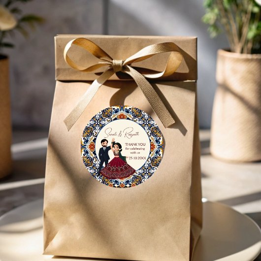 Mehndi und sangeet indische Hochzeit danke Ihnen f Runder Aufkleber