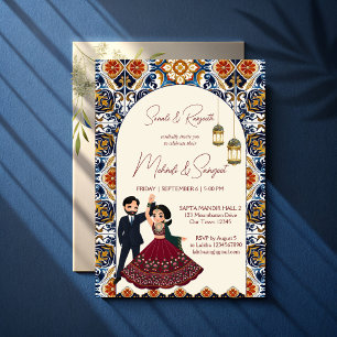 Mehndi und Sangeet indische Hochzeit Einladung