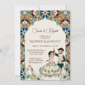 Mehndi und sangeet indische Hochzeit Einladung (Vorderseite)