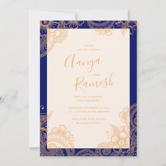 Mehndi Wedding Invitations Einladung (Vorderseite)