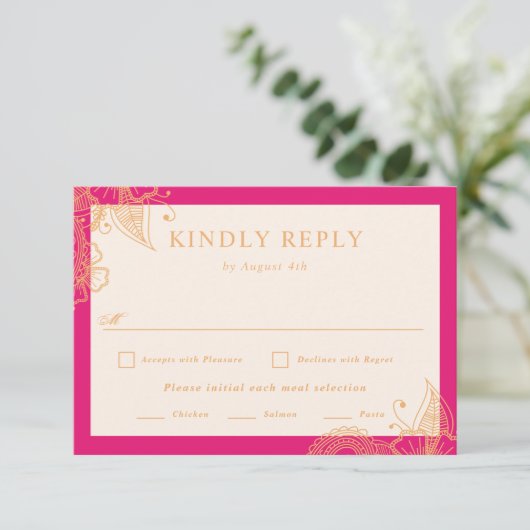 Mehndi Wedding RSVP (Stehend Vorderseite)