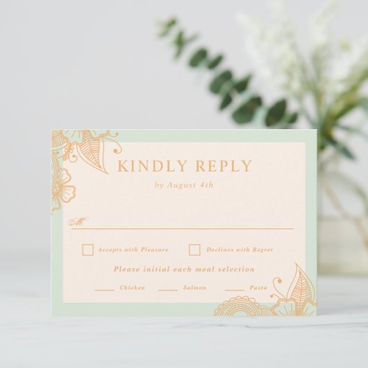 Mehndi Wedding RSVP (Stehend Vorderseite)