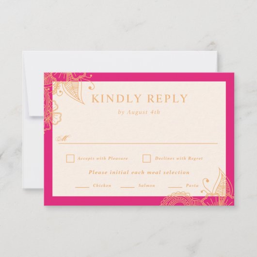 Mehndi Wedding RSVP Karte (Vorderseite)