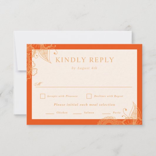 Mehndi Wedding RSVP Karte (Vorderseite)