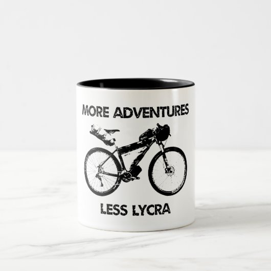 Mehr Abenteuer weniger Lycra Bikepacking Zweifarbige Tasse (Mittel)