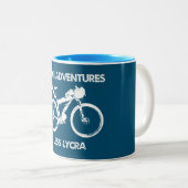 Mehr Abenteuer weniger Lycra Bikepacking Zweifarbige Tasse (VorderseiteRechts)