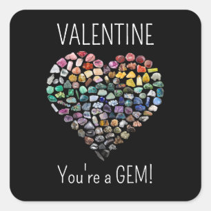 mehr als 100 Kristalle Gems Minerals Valentinstag Quadratischer Aufkleber