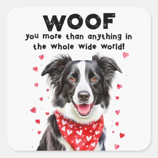Mehr als Border Collie Heart Bandana Quadratischer Aufkleber (Vorderseite)