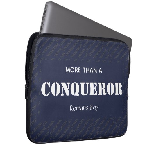 MEHR ALS EIN KONQUEROR MOTIVIEREND CHRISTLICH LAPTOPSCHUTZHÜLLE (Vorne Rechts)