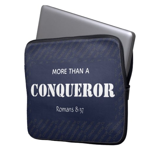 MEHR ALS EIN KONQUEROR MOTIVIEREND CHRISTLICH LAPTOPSCHUTZHÜLLE (Vorderseite Links)