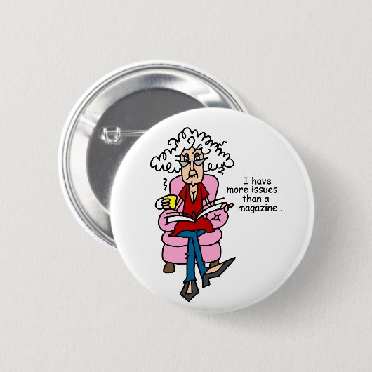 Mehr Ausgaben als ein Magazin-Spaß Button (Vorne & Hinten)