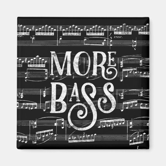 Mehr Bass Chalkboard - Schwarz-weiße Musik Magnet (Vorne)