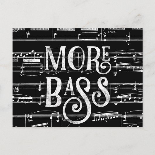 Mehr Bass Chalkboard - Schwarz-weiße Musik Postkarte (Vorderseite)