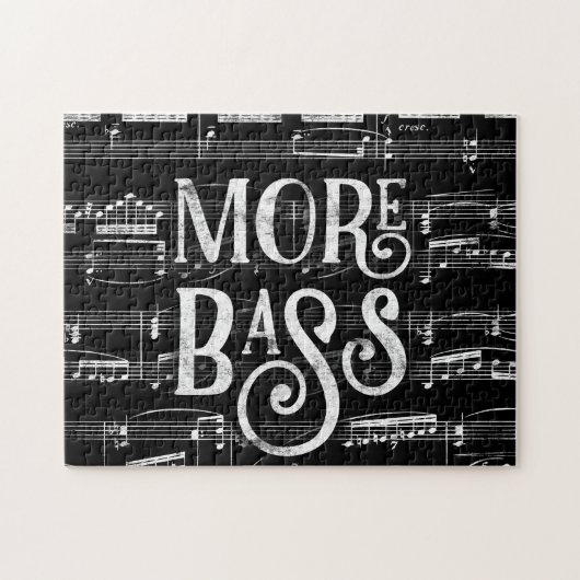 Mehr Bass Chalkboard - Schwarz-weiße Musik Puzzle (Horizontal)