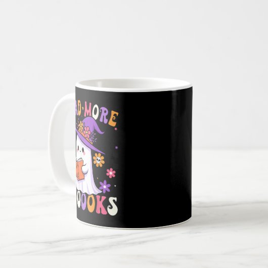 Mehr Bücher lesen Gespenst Lesen Buch Lustiger Leh Kaffeetasse (Vorderseite Links)
