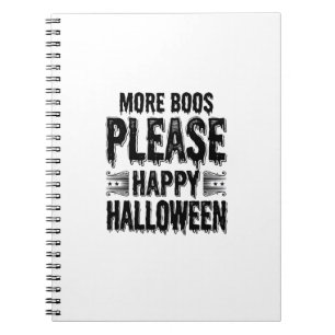 Mehr Buhs bitte Vintage-Halloween-Typografie-Desi Notizblock