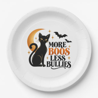 Mehr Buhs, weniger Mobber Schwarze Katzen Hallowee Pappteller