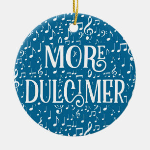 Mehr Dulcimer - Blaue weiße Musik Keramik Ornament