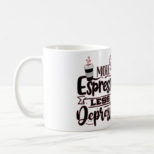 Mehr Espresso weniger Depresso - Espresso-Liebe Kaffeetasse (Links)