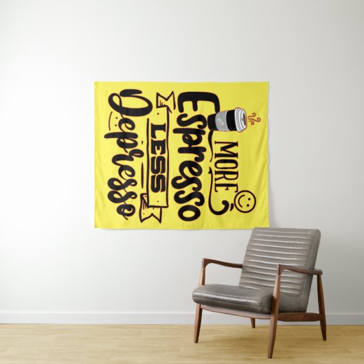 Mehr Espresso weniger Depresso - Espresso-Liebe Wandteppich (Beispiel (Horizontal))