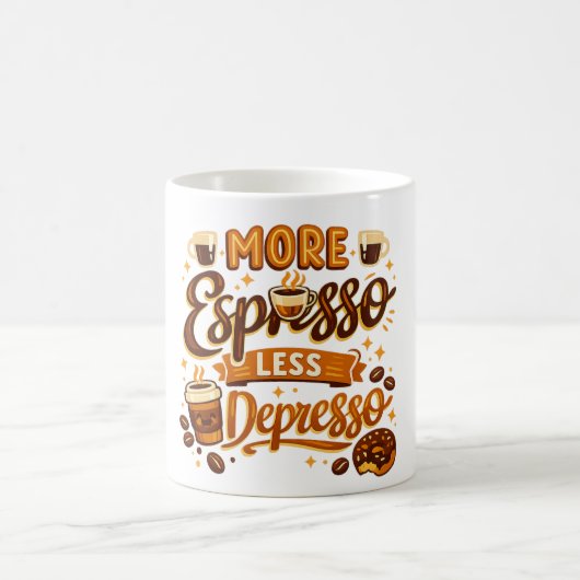 Mehr Espresso Weniger Depresso Kaffeetasse (Mittel)