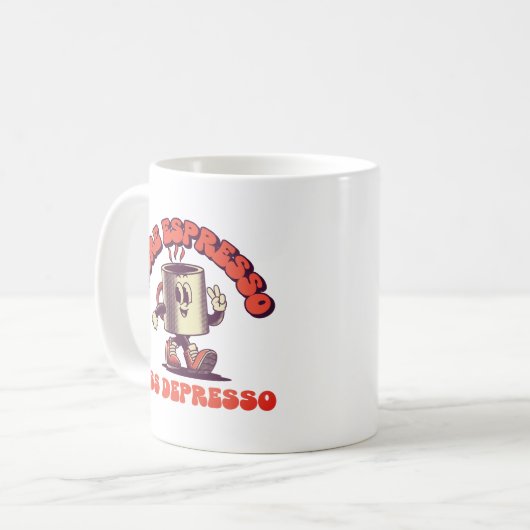 Mehr Espresso weniger Depresso Kaffeetasse (Vorderseite Links)