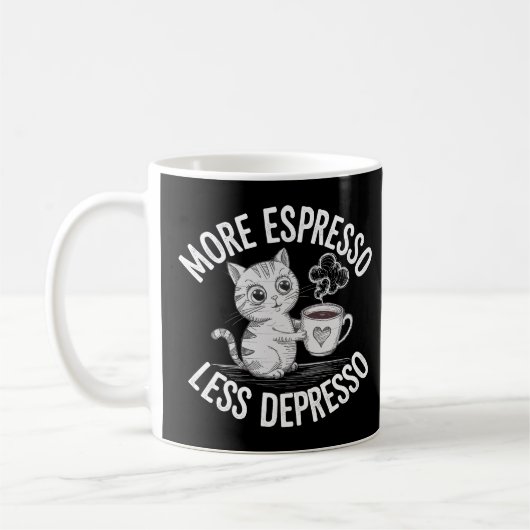 Mehr Espresso weniger Depresso Kaffeetasse (Links)