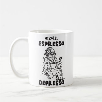 Mehr Espresso Weniger Depresso Katzen-Kaffeetasse Kaffeetasse
