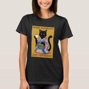 Mehr Espresso Weniger Depresso Kimono Katze T-Shirt