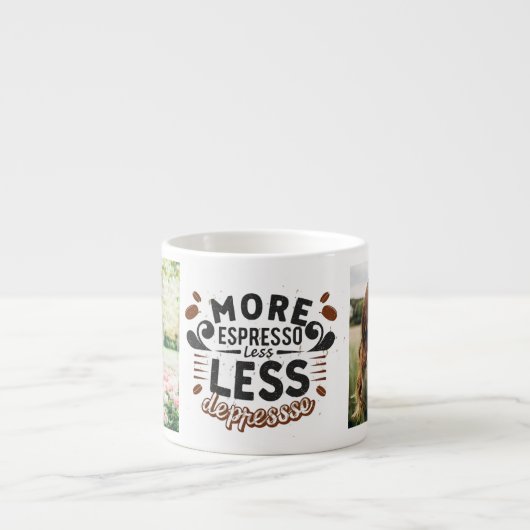 Mehr Espresso Weniger Depresso personalisierte 2 F Espressotasse (Vorderseite)