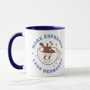 Mehr Espresso Weniger Depresso Retro Kaffee Tasse