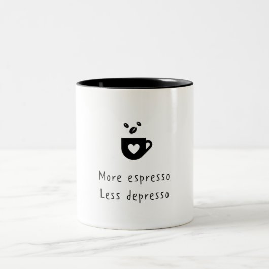 MEHR ESPRESSO WENIGER DEPRESSO ZWEIFARBIGE TASSE (Mittel)