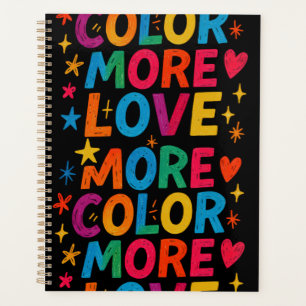 Mehr Farbe Mehr Liebe Spielerei Regenbogen-Typogra Planer