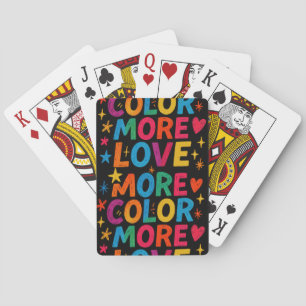 Mehr Farbe Mehr Liebe Spielerei Regenbogen-Typogra Spielkarten