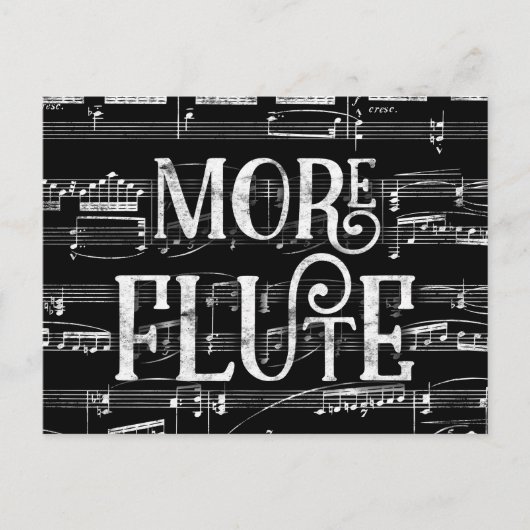 Mehr Flute Chalkboard - Schwarz-weiße Musik Postkarte (Vorderseite)