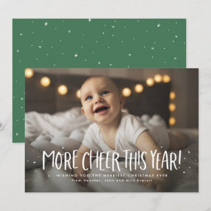 Mehr Freude in diesem Jahr grüne Weihnachtsfoto-Ka Feiertagskarte