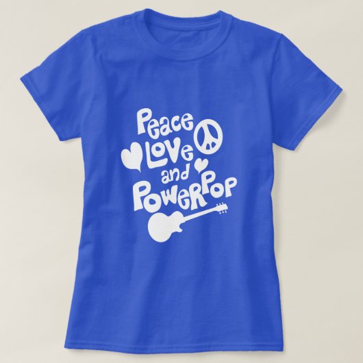 Mehr Frieden Liebe und Powerpop T-Shirt (Design vorne)