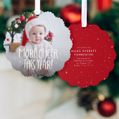 Mehr fröhlicher Spaß niedliches Rotes erstes Foto Ornament Karte