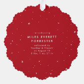 Mehr fröhlicher Spaß niedliches Rotes erstes Foto Ornament Karte (Rückseite)