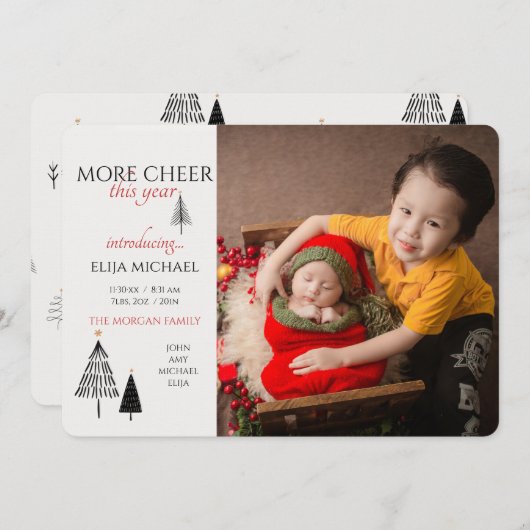 Mehr Fröhlichkeit in diesem Jahr Foto Geburtserklä Ankündigung (Vorne/Hinten)